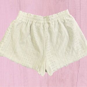 Girl's H&M White Eyelet Embroidered Loose-Fit Cotton Shorts - Size 14